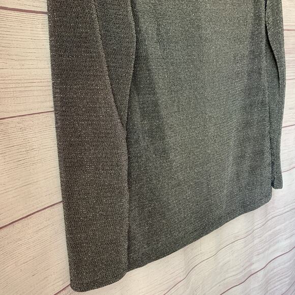 Banana Republic Gray Metallic Shimmer Blouse Long Sleeve Size Large - Picture 12 of 16